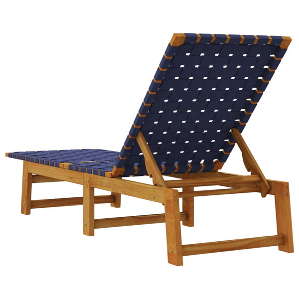 vidaXL Bains de soleil 2 pcs Bleu foncé Bois d'acacia massif et tissu