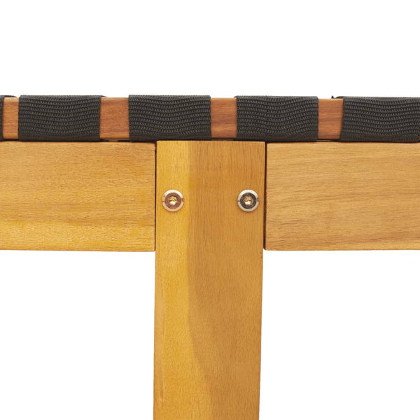 vidaXL Chaise longue avec table Noir Bois d'acacia massif et tissu