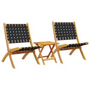 vidaXL Chaises de jardin 2 pcs Pliantes avec table Noir Bois massif