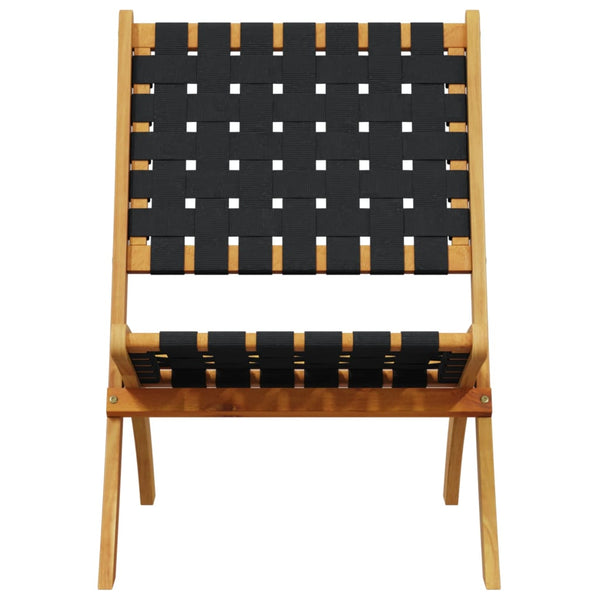 vidaXL Chaises de jardin 2 pcs Pliantes avec table Noir Bois massif