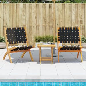 vidaXL Chaises de jardin 2 pcs Pliantes avec table Noir Bois massif