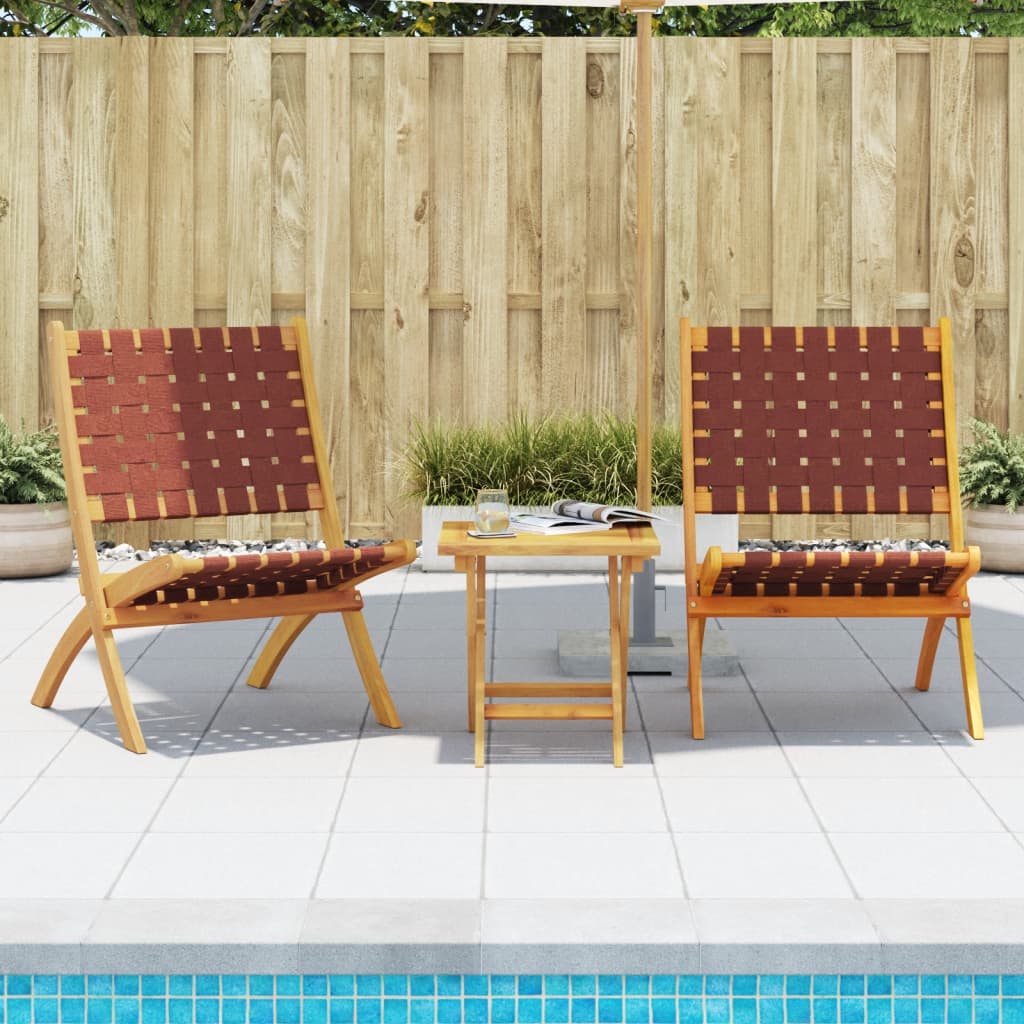 Klappbare Gartenstühle mit Tisch, 2er Set, Akazienholz