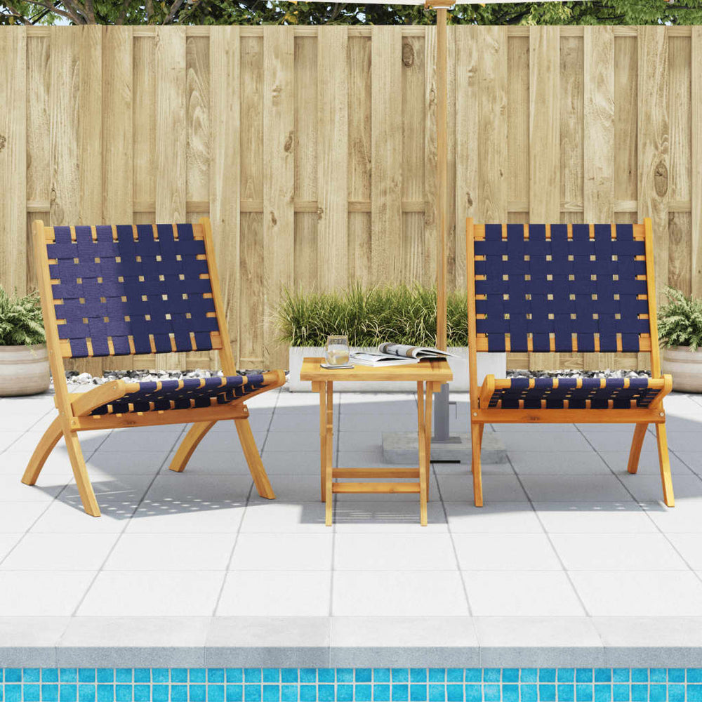 Klappbare Gartenstühle mit Tisch, Dunkelblau, 2er Set