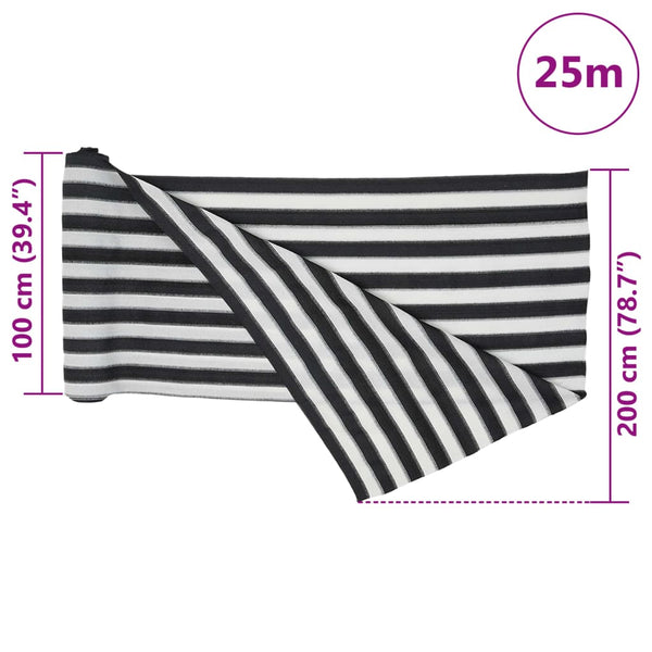 Anthrazit-Weiße Zaunblende 2x25m, 150 g/m²