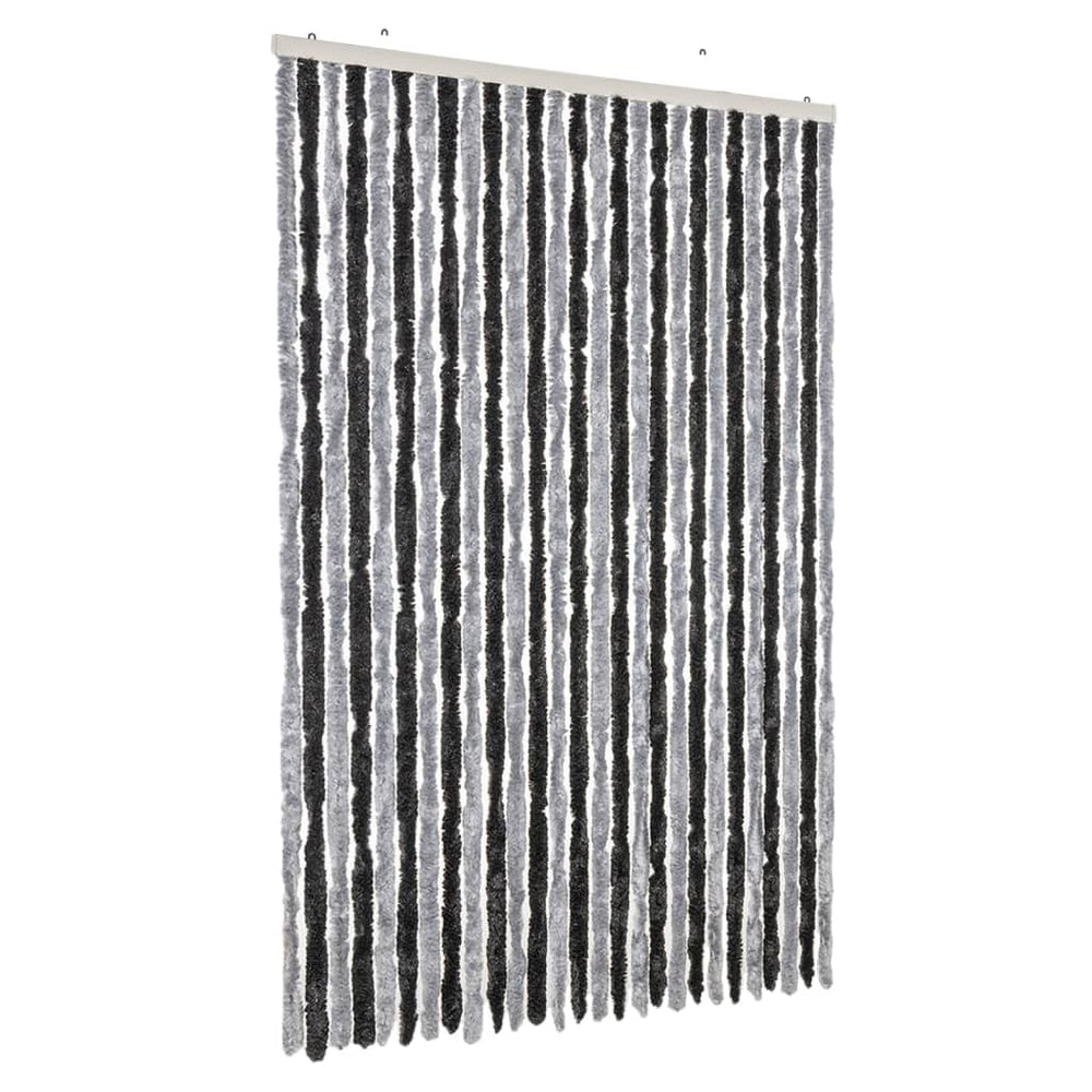 Fliegenvorhang Chenille Grau Schwarz 118x220cm
