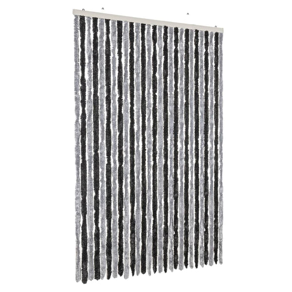 Fliegenvorhang Chenille Grau Schwarz 118x220cm
