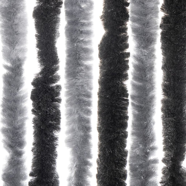 Fliegenvorhang Chenille Grau Schwarz 118x220cm