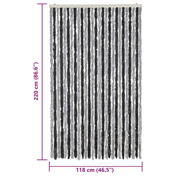 Fliegenvorhang Chenille Grau Schwarz 118x220cm