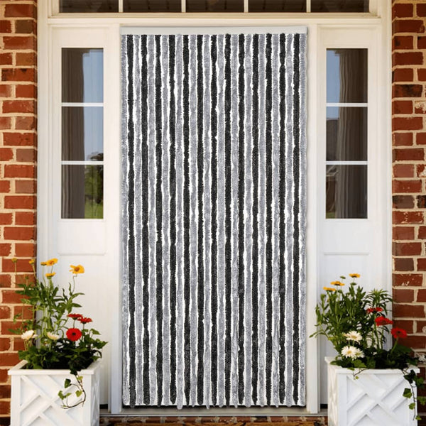 Fliegenvorhang Chenille Grau Schwarz 118x220cm
