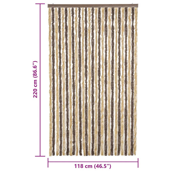 Chenille Fliegenvorhang Dunkelbraun Beige 118x220cm