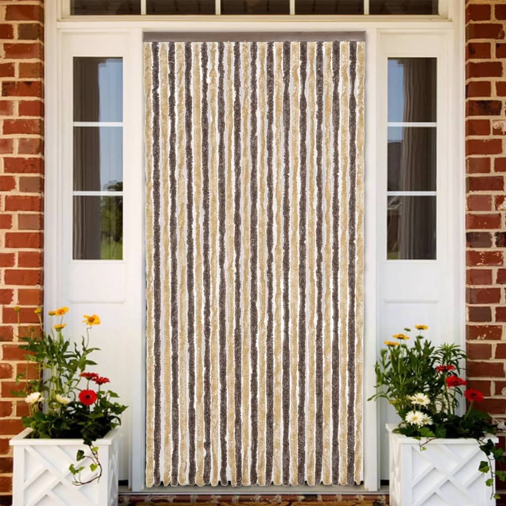 Chenille Fliegenvorhang Dunkelbraun Beige 118x220cm