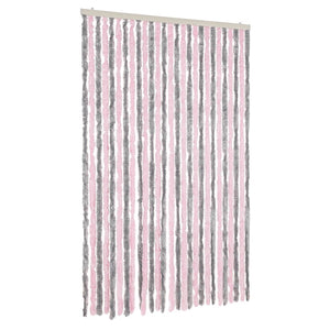 Fliegenvorhang Chenille Silbergrau Rosa 118x220cm