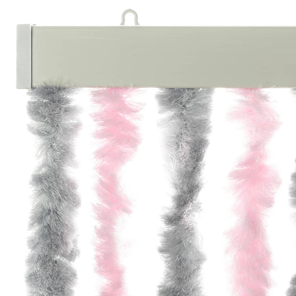 Fliegenvorhang Chenille Silbergrau Rosa 118x220cm