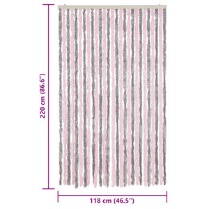 Fliegenvorhang Chenille Silbergrau Rosa 118x220cm