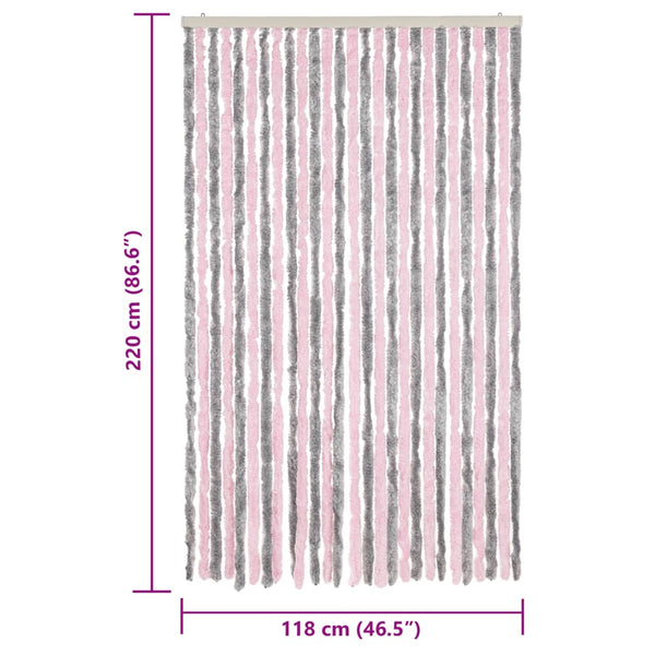 Fliegenvorhang Chenille Silbergrau Rosa 118x220cm