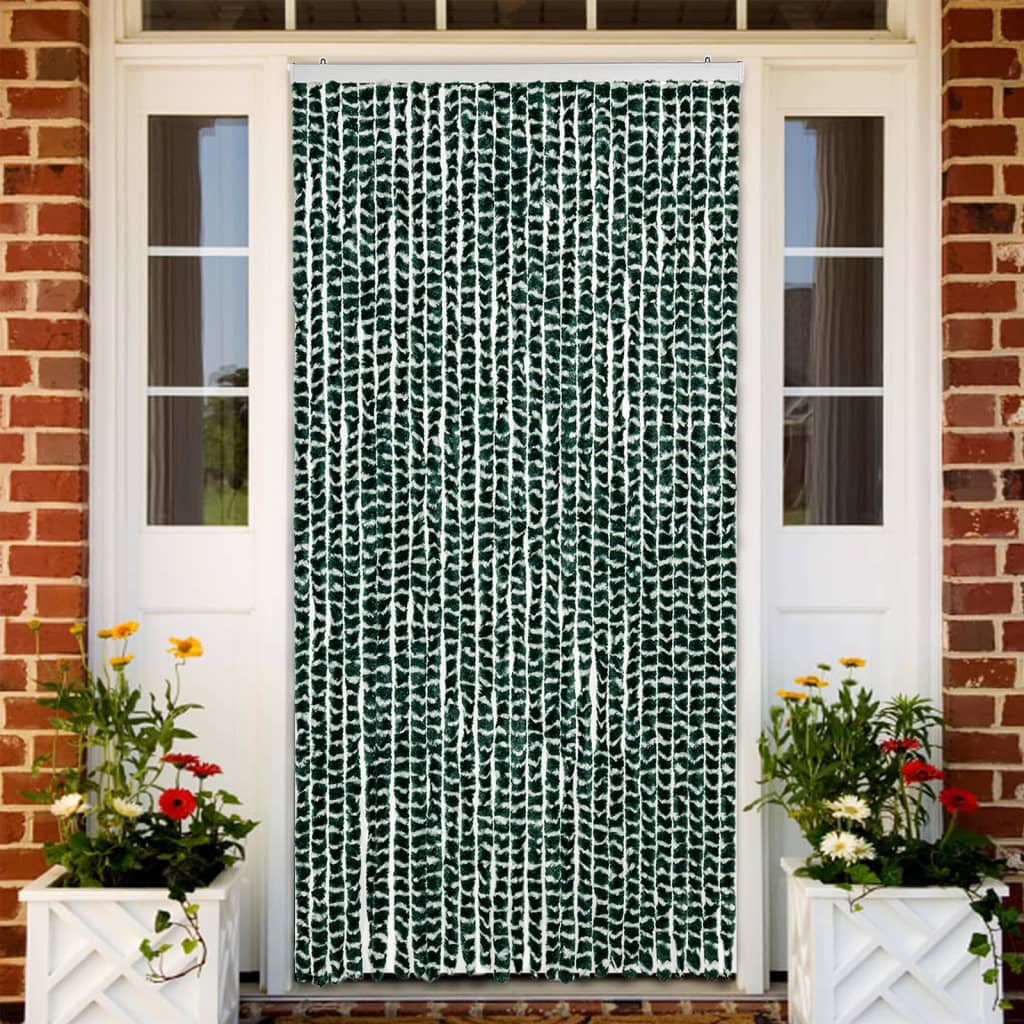 Chenille Fliegenvorhang Grün/Weiß 118x220cm