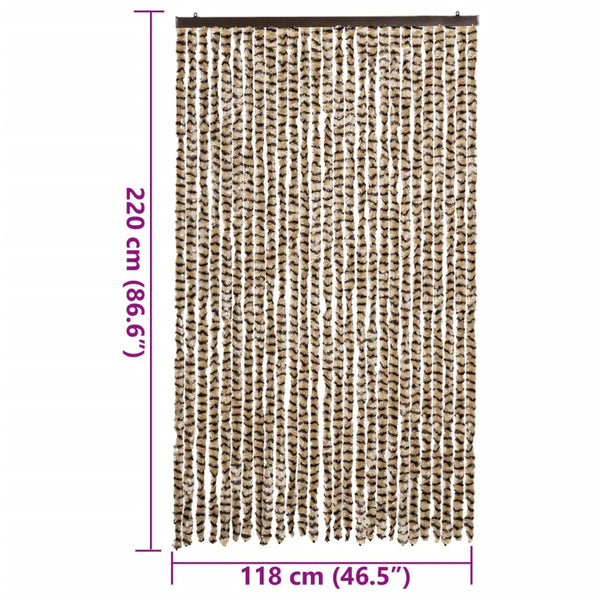 Chenille Fliegenvorhang Beige Braun 118x220cm