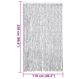 Chenille Fliegenvorhang Hellgrau/Dunkelgrau 118x220 cm