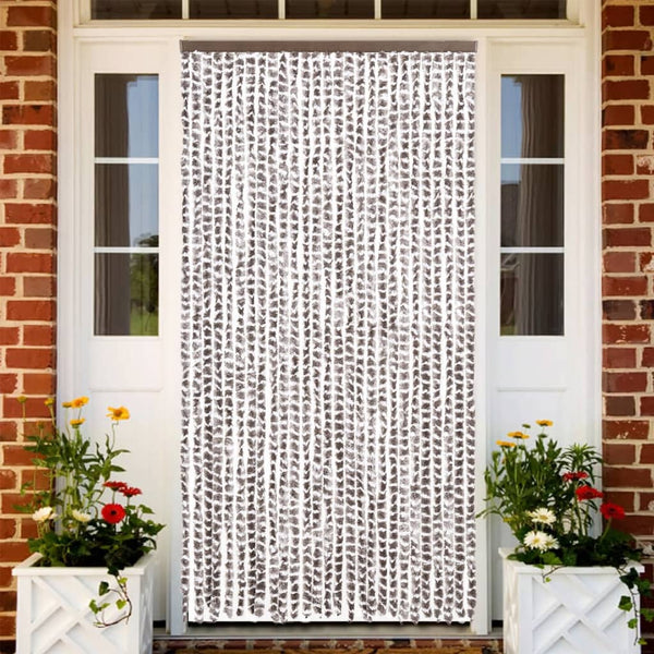 Chenille Fliegenvorhang Taupe/Weiß 118x220cm
