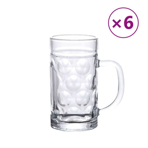 Bierkrüge Glas mit Henkel 500ml, 6er Set