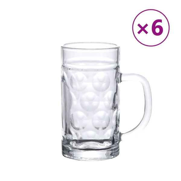 Bierkrüge Glas mit Henkel 500ml, 6er Set