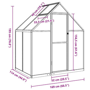 Aluminium Gewächshaus mit Fundament 169x114x195cm