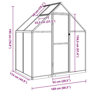 Anthrazit Gewächshaus mit Fundament 169x114x195 cm