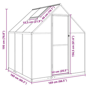 Aluminium Gewächshaus mit Fundament 169x169x195cm