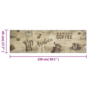 Waschbarer Küchenteppich Kaffee Braun 45x150 cm