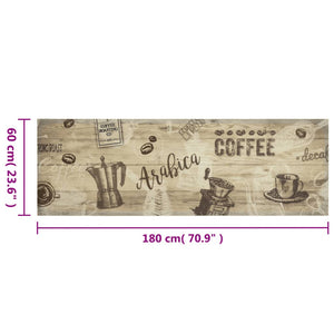 Waschbarer Küchenteppich Kaffee Braun 60x180 cm