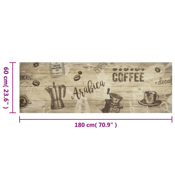 Waschbarer Küchenteppich Kaffee Braun 60x180 cm