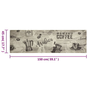 Waschbarer Küchenteppich Kaffee Grau 45x150 cm