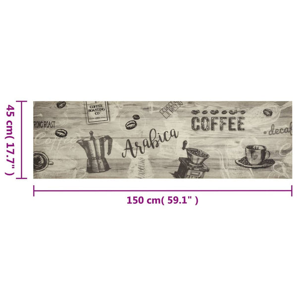 Waschbarer Küchenteppich Kaffee Grau 45x150 cm