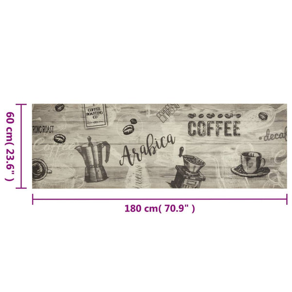 Waschbarer Küchenteppich Kaffee Grau 60x180 cm