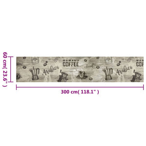 Waschbarer Küchenteppich Kaffee Grau 60x300 cm