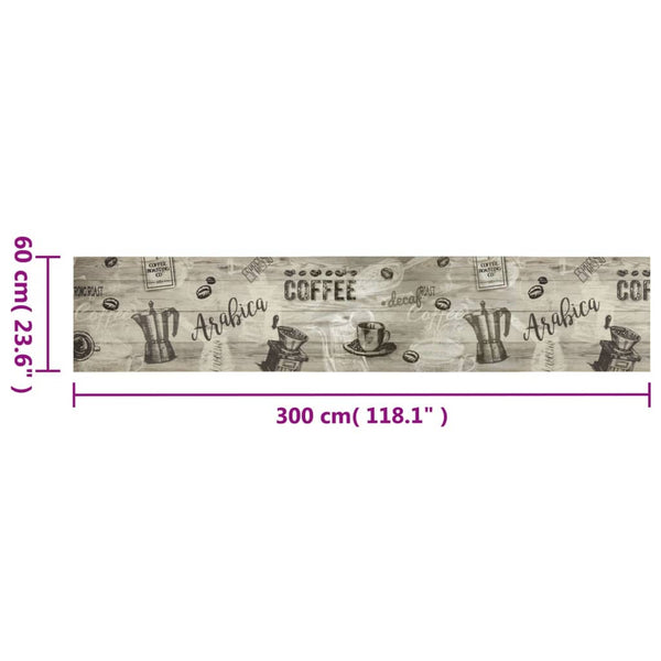 Waschbarer Küchenteppich Kaffee Grau 60x300 cm