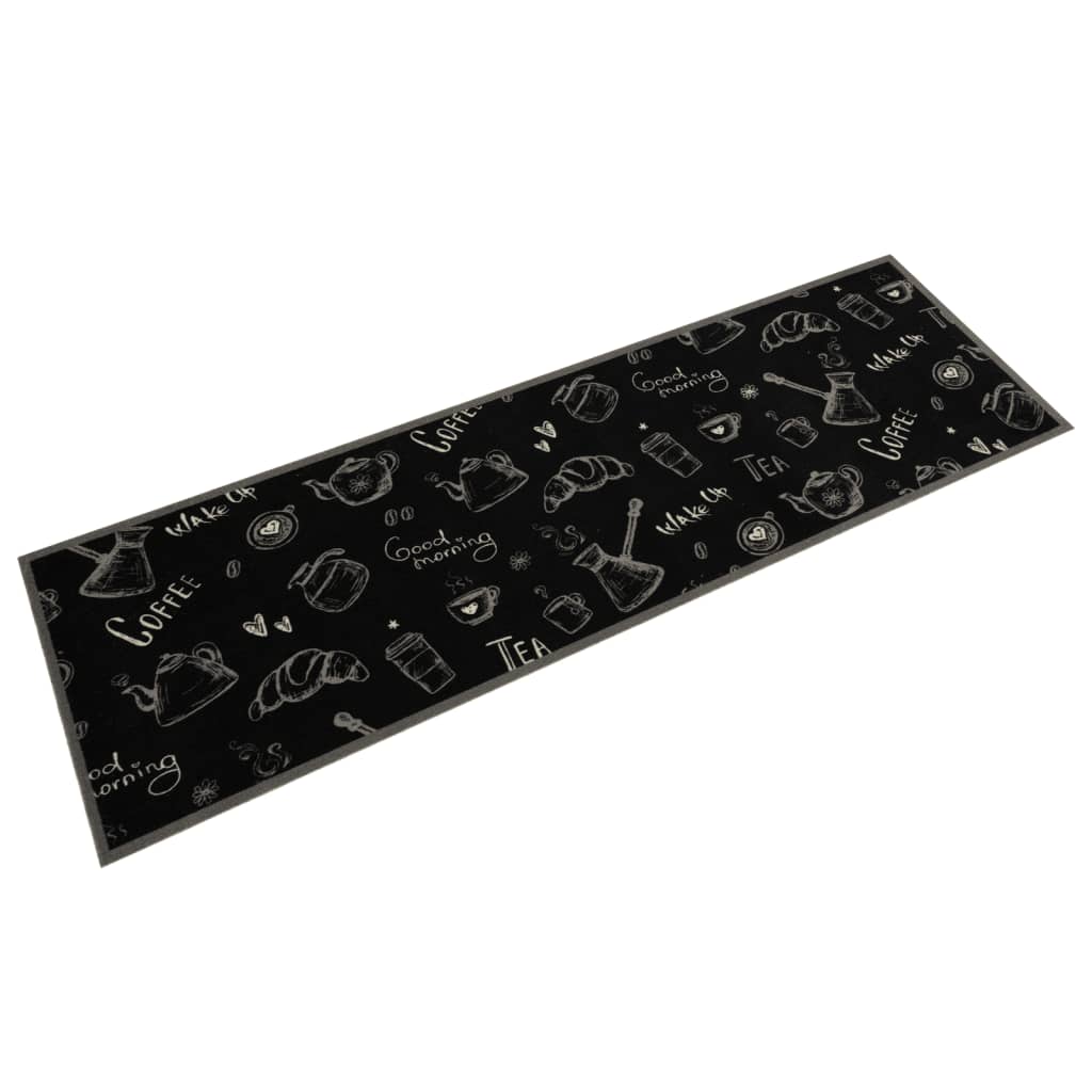 Waschbarer Küchenteppich Morning Schwarz 45x150 cm