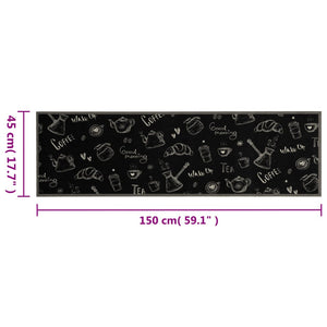 Waschbarer Küchenteppich Morning Schwarz 45x150 cm