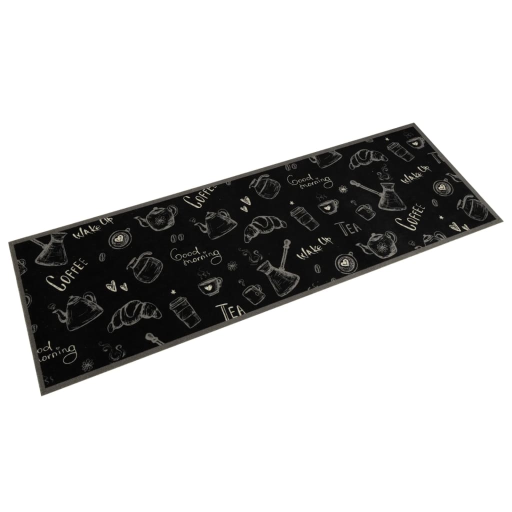 Waschbarer Küchenteppich Schwarz 60x180 cm