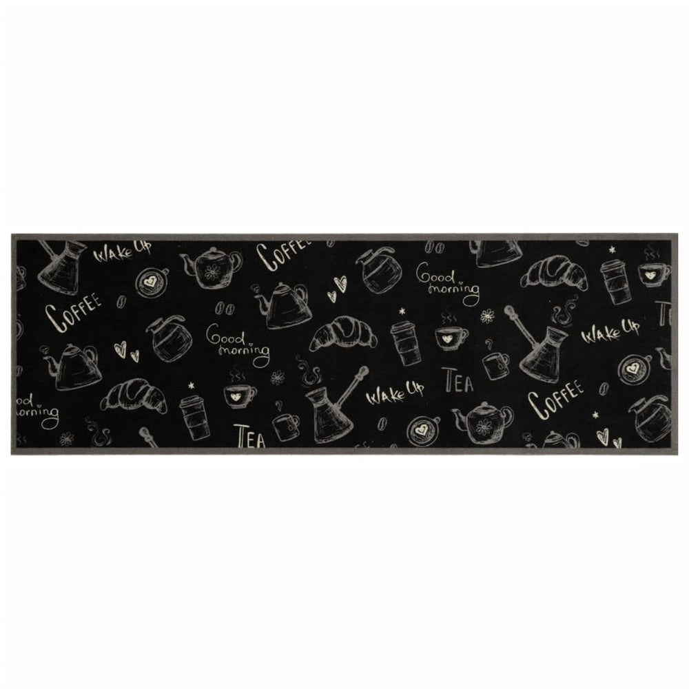 Waschbarer Küchenteppich Schwarz 60x180 cm