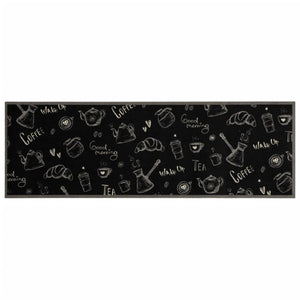 Waschbarer Küchenteppich Schwarz 60x180 cm