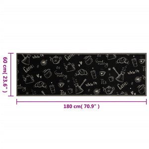 Waschbarer Küchenteppich Schwarz 60x180 cm