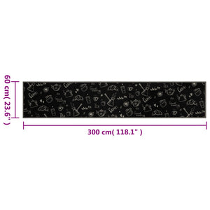 Waschbarer Küchenteppich Schwarz 60x300 cm