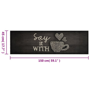 Waschbarer Küchenteppich Tasse Schwarz 45x150 cm