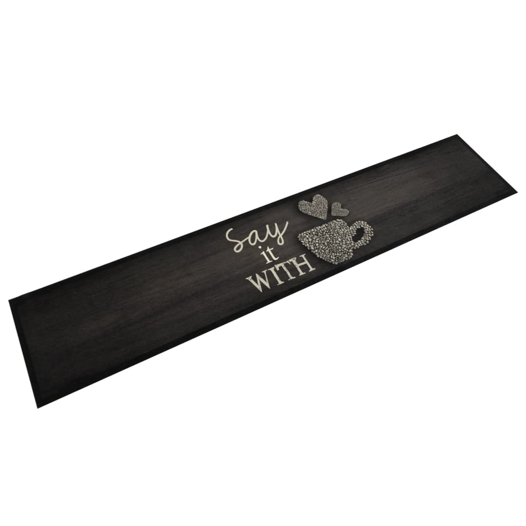 Waschbarer Küchenteppich Tasse Schwarz 60x300 cm