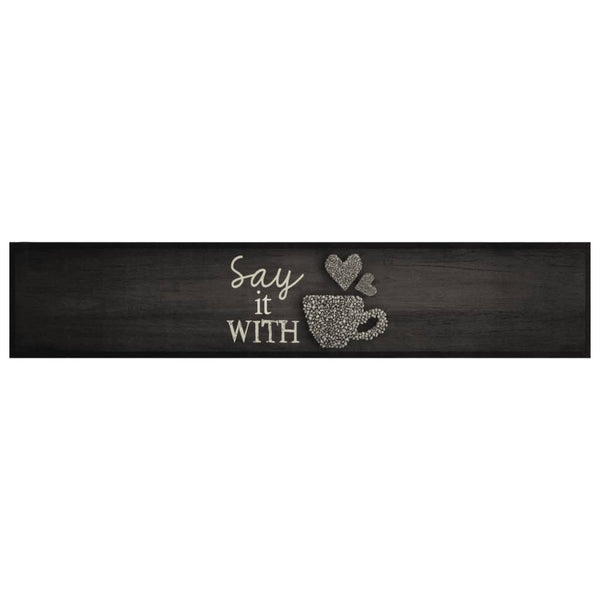 Waschbarer Küchenteppich Tasse Schwarz 60x300 cm