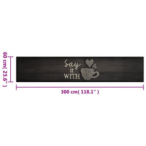 Waschbarer Küchenteppich Tasse Schwarz 60x300 cm