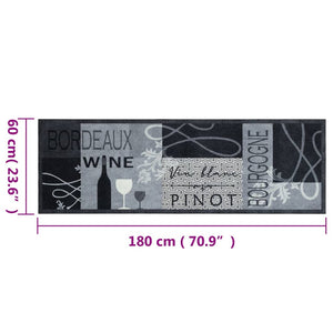 Waschbarer Küchenteppich Wein Grau 60x180 cm