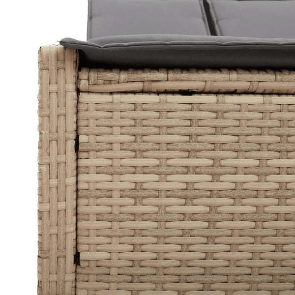 Doppel Sonnenliege Beige Poly Rattan mit Auflagen