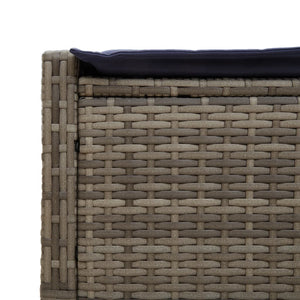 Doppelte Sonnenliege Grau Poly Rattan mit Kissen